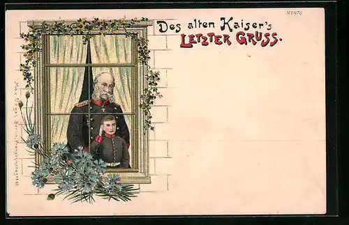 AK Kaiser Wilhelm I. und sein Sohn in Uniform