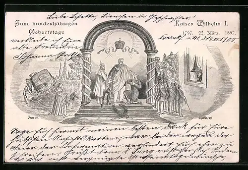 AK Zum hundertjährigen Geburtstage Kaiser Wilhelm I., 1797-1897