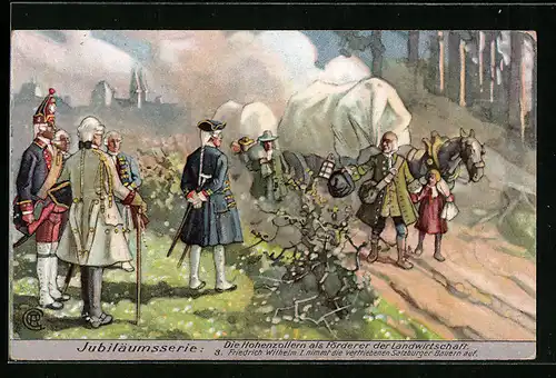 AK Friedrich Wilhelm I. nimmt die vertriebenen Salzburger Bauern auf, Rekame für Thomasmehl