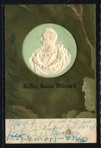 Präge-AK Kaiser Wilhelm II., Sammelpostkarte des Deutschen Kriegerbundes