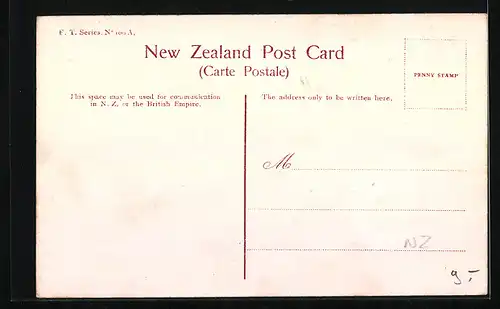 AK Akaroa, Ortsansicht aus der Vogelschau