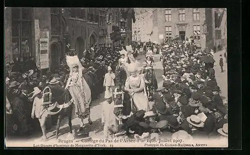 AK Bruges, Cortège du Pas de l`Arbre d`or 1907