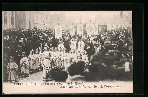 AK Brugge, Plechtige Processie van het H. Bloed, Groep van O. L. V. van den H. Rozenkrans