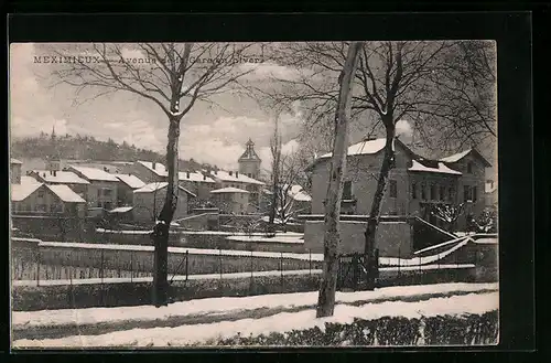 AK Meximieux, Avenue de la Gare en hiver