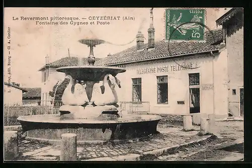 AK Ceyzériat, Fontaine des Cygnes et Poste