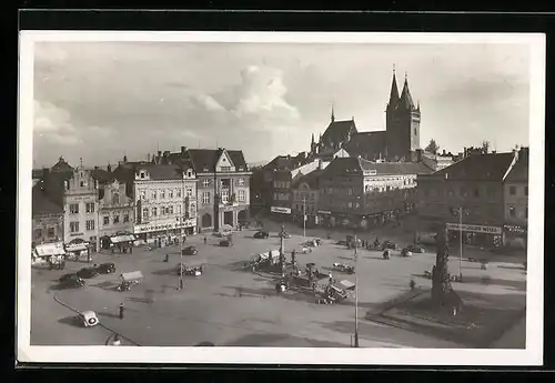 AK Kolín, Marktplatz mit Brunnen