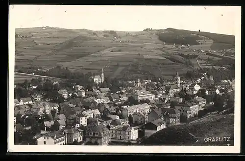 AK Graslitz, Ortsansicht aus der Vogelschau mit Umland