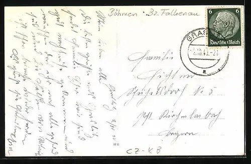 AK Graslitz, Ortsansicht aus der Vogelschau mit Umland