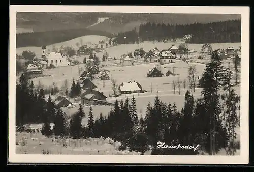 AK Harrachsdorf, Ortsansicht im Winter