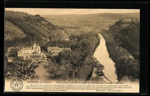 AK Amblève-Aywaille, Panorama vu du donjon en ruines du Vieux Château