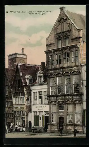 AK Malines, La Maison du Grand Saumon, Quai de la Dyle