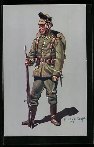 Künstler-AK Unteroffizier des Schützen-Regt. Prinz Georg Nr. 108