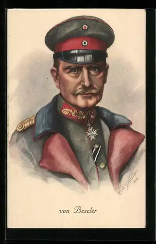 Künstler-AK Rudolf Schneider: Heerführer von Beseler in Uniform