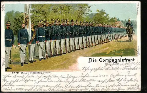 Lithographie Compagniefront einer Infanterie-Einheit