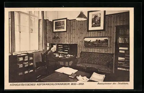 AK Berlin, Königstädtisches Reformrealgymnasium in der Elisabethstrasse 57, Amtszimmer des Direktors