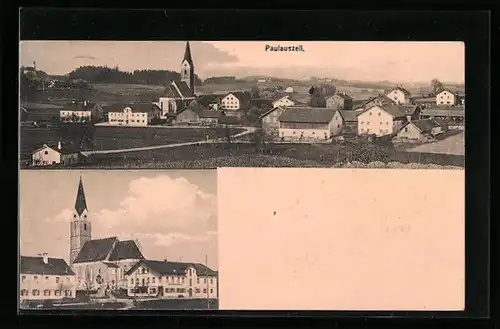 AK Pauluszell, Ortsansicht mit Kirche