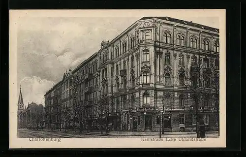 AK Berlin-Charlottenburg, Kantstrasse Ecke Uhlandstrasse mit Uhland-Apotheke