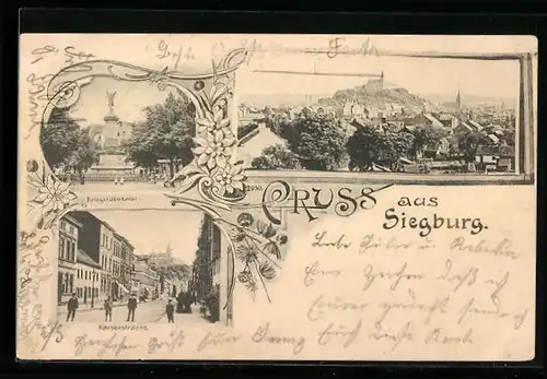 AK Siegburg, Teilansicht, Kriegerdenkmal, Kaiserstrasse