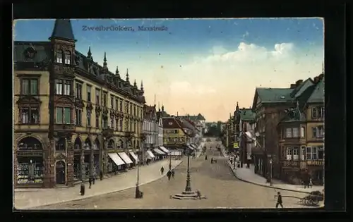 AK Zweibrücken, Maxstrasse mit Geschäften