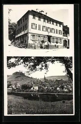 AK Weinsberg, Gebäude im Sonnenschein, Ortsansicht