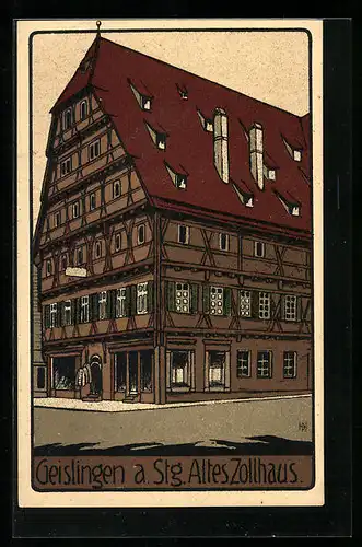 Steindruck-AK Geislingen a. Stg., Altes Zollhaus
