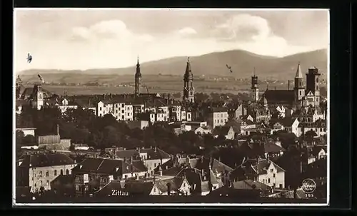 AK Zittau, Ortsansicht aus der Vogelschau
