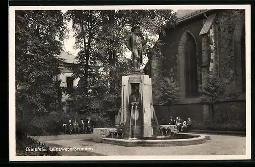 AK Bielefeld, Ansicht vom Leineweberbrunnen