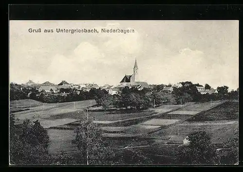 AK Untergriesbach /Niederbayern, Ortsansicht mit Kirche