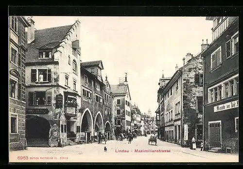 AK Lindau, Maximilianstrasse mit Weinstube