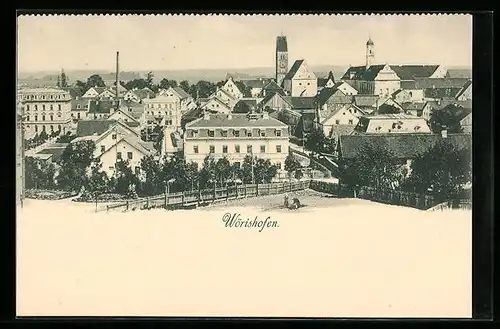 AK Wörishofen, Ortsansicht aus der Vogelschau