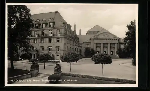 AK Bad Elster, Hotel Sachsenhof und Kurtheater