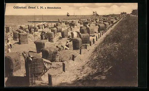 AK Graal i. M., Strandpartie mit Strandgästen