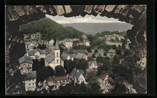 AK Lindenfels /Odenwald, Blick v. d. Burg auf östl. Stadtteil