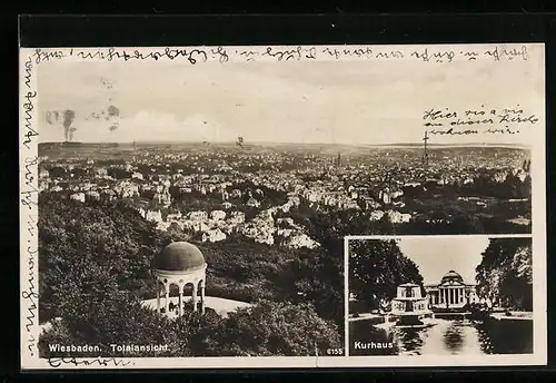 AK Wiesbaden, Totalansicht aus der Vogelschau, Kurhaus