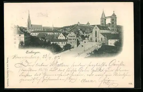 AK Esslingen, Ortsansicht mit Kirche