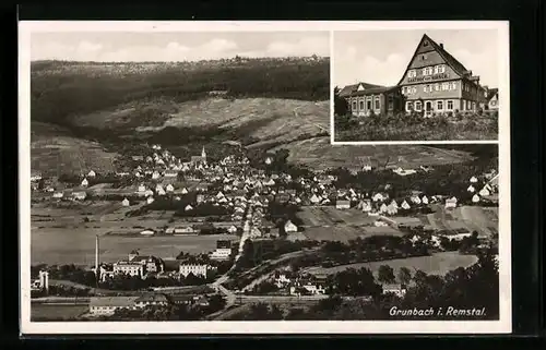 AK Grunbach i. Remstal, Ortsansicht, Gasthof z. Hirsch