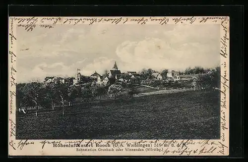 AK Buoch /Waiblingen, Ortsansicht mit Blick über das Feld