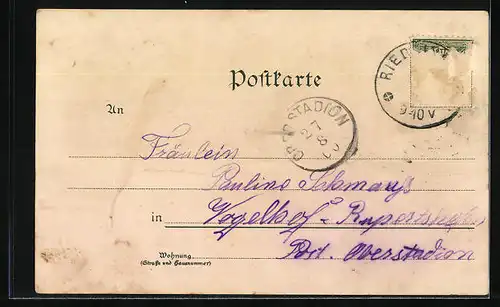 Lithographie Möhringen, Zugspitze, Bussen, Kapelle