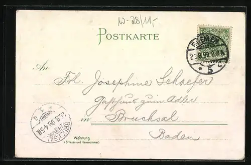 Lithographie Bremen, Rathaus mit Roland, Dom