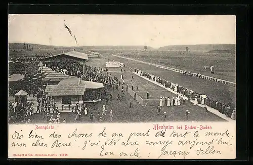AK Iffezheim b. Baden-Baden, Rennplatz aus der Vogelschau