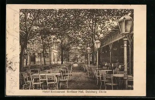 AK Duisburg a. Rh., Hotel Restaurant Berliner Hof