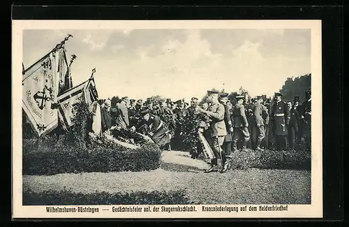 AK Wilhelmshaven-Rüstringen, Gedächtnisfeier anl. der Skagerrakschlacht, Kranzniederlegung auf dem Heldenfriedhof