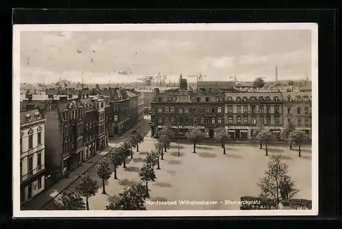 AK Wilhelmshaven, Bismarckplatz aus der Vogelschau