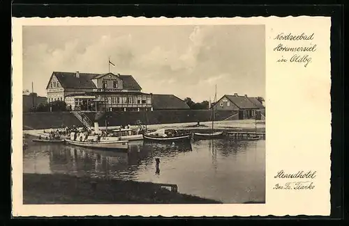 AK Horumersiel in Oldbg., Strandhotel Zur schönen Aussicht Bes. Fr. Tiarks