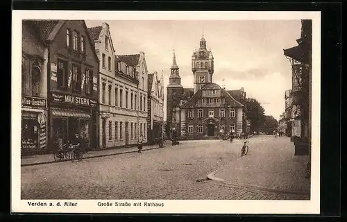 AK Verden a. d. Aller, Grosse Strasse mit Rathaus