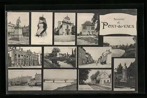 AK Pont-de-Vaux, Vue Générale, Statue de Joubert, Le Moulin