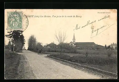 AK Cormoz, Les Reisses, Vue prise de la route de Bourg