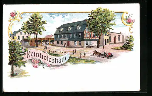 Künstler-AK Reinholdshain, Gasthof Reinholdshain