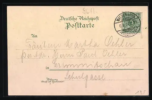 Vorläufer-Lithographie Grünefeld, 1894, Fürstliche Villa, Eingang zum fürstlichen Park, Bad