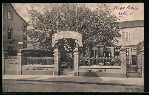 AK Niederlahnstein, Restaurant Nassauer Hof mit Vorgarten, Strassenansicht